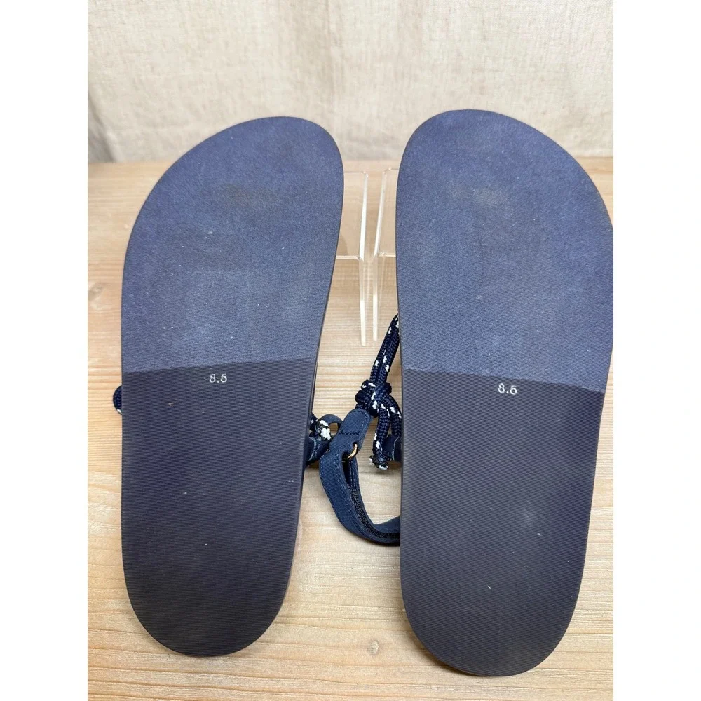 Jeffrey Campbell Size 8.5 Nautical Sandals Navy Blue Rope Strap Platform Thong